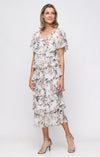 Short Ruffle Tea Length Print Cocktail Dress SL Fashions 9172136