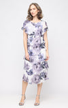 Scoop Neck Tea-Length Chiffon Cocktail Tiered Ruffle Dress SL Fashions 9172203