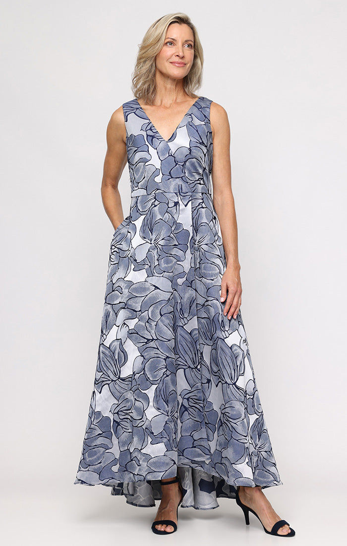 V Neck High Low Organza Gown SL Fashions 9281175