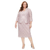Two Piece Plus Size Lace Tea Length Jacket Dress SL Fashions 9413104