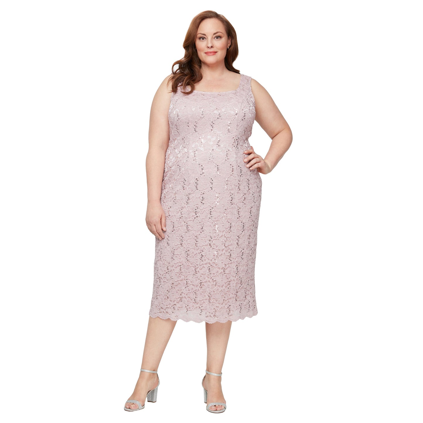Two Piece Plus Size Lace Tea Length Jacket Dress SL Fashions 9413104