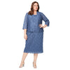Two Piece Plus Size Lace Tea Length Jacket Dress SL Fashions 9413104