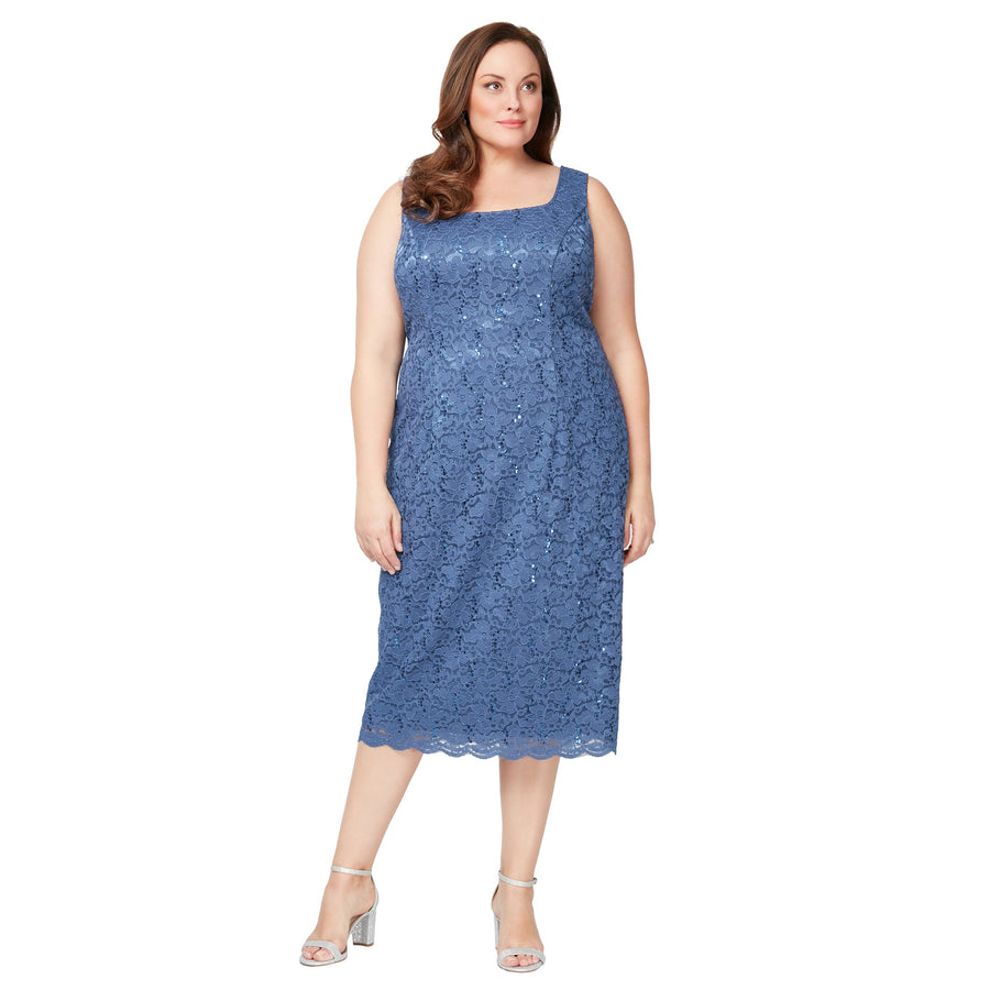 Two Piece Plus Size Lace Tea Length Jacket Dress SL Fashions 9413104