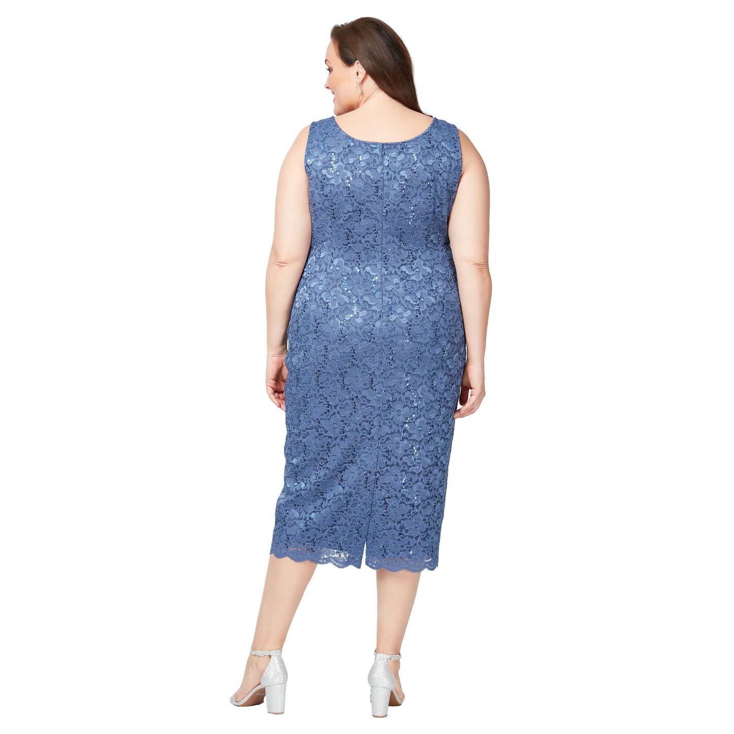 Two Piece Plus Size Lace Tea Length Jacket Dress SL Fashions 9413104