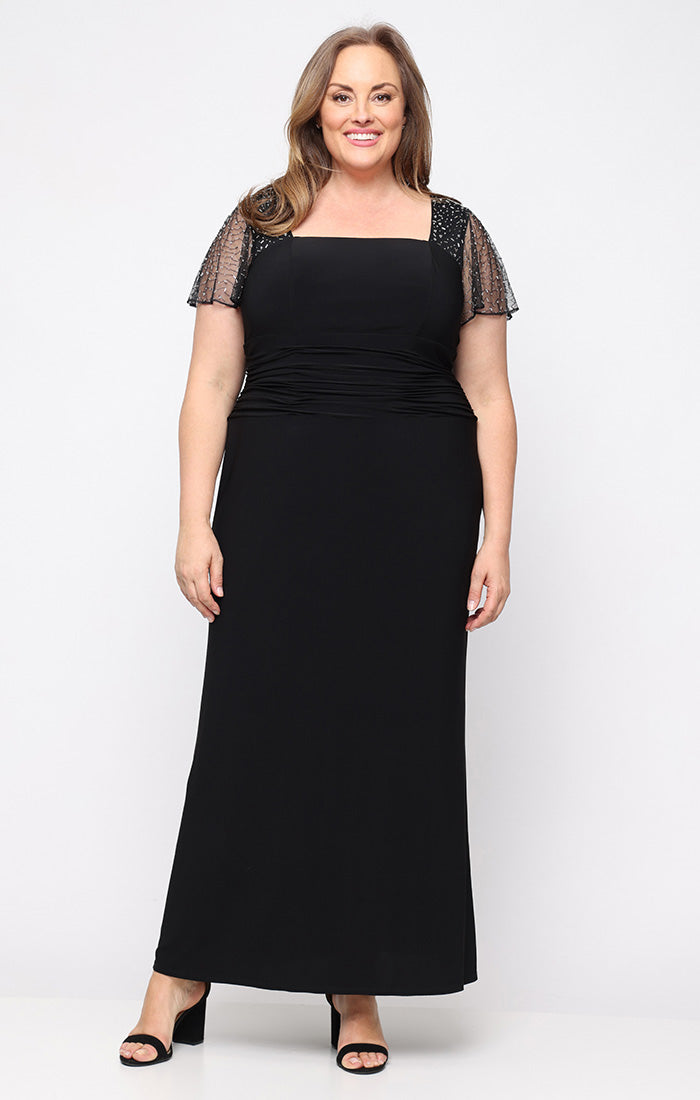 Square Neck Floor-Length Jersey Formal Sheath Column Gown SL Fashions 9435254