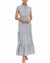 London Times Striped Tiered Ruffle Maxi Dress T7445M