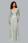Melanie Foil Knit V-Neck Long Sleeve Dress Betsy & Adam A27153