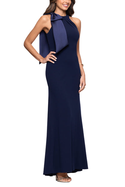 Betsy and Adam Laney Sleeveless Shoulder Bow Detail Back Zipper Sheath Long Dress