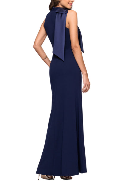 Betsy and Adam Laney Sleeveless Shoulder Bow Detail Back Zipper Sheath Long Dress