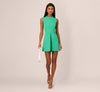 Crew/High-Neck Mini/Short Crepe Cocktail Fit & Flare Adrianna Papell AD3D105388