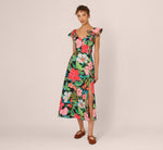 Wholesale 3D Tropical Floral Cotton A Line Midi Dress Adrianna Papell AD3D106291