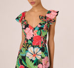 Wholesale 3D Tropical Floral Cotton A Line Midi Dress Adrianna Papell AD3D106291