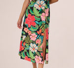 Wholesale 3D Tropical Floral Cotton A Line Midi Dress Adrianna Papell AD3D106291