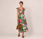Wholesale 3D Tropical Floral Cotton A Line Midi Dress Adrianna Papell AD3D106291