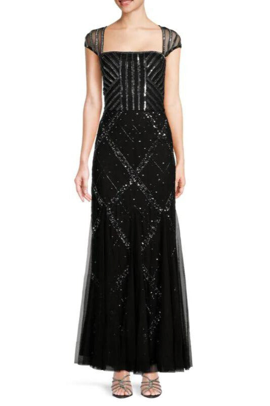 Adrianna Papell Women's Beaded Cap Sleeve Gown - Wholesale