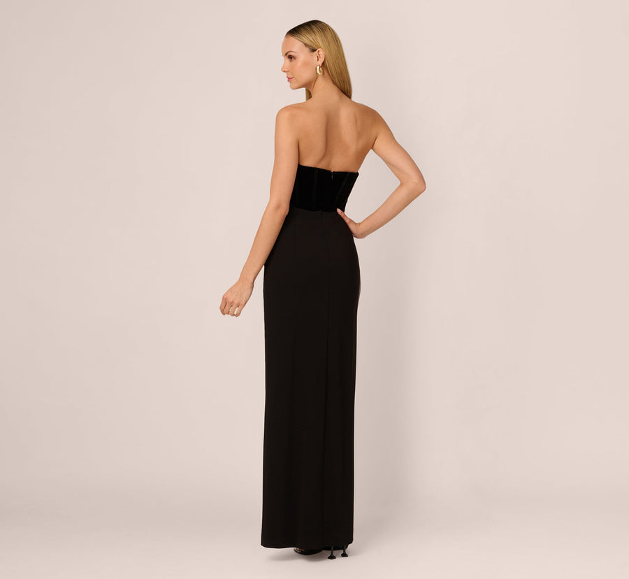 Strapless Velvet Jersey Combo Gown Adrianna Papell ADAE212425