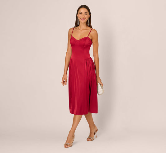 Stretch Satin Corset Back Midi Dress Adrianna Papell ADAE212493