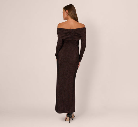 Plus Size Off-the-Shoulder Metallic Knit Midi Dress Adrianna Papell ADAE212524