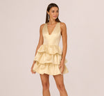 Wholesale Metallic Jacquard Flounce Mini Dress Adrianna Papell ADAE212598