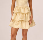 Wholesale Metallic Jacquard Flounce Mini Dress Adrianna Papell ADAE212598