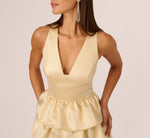 Wholesale Metallic Jacquard Flounce Mini Dress Adrianna Papell ADAE212598