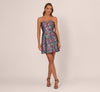 Strapless Metallic Floral Jacquard Mini Dress Adrianna Papell ADAE212638