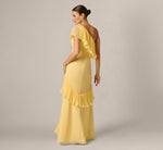 One Shoulder Pleated Flounce High Low Gown Adrianna Papell ADAE212845