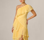 One Shoulder Pleated Flounce High Low Gown Adrianna Papell ADAE212845