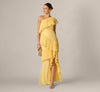 One Shoulder Pleated Flounce High Low Gown Adrianna Papell ADAE212845