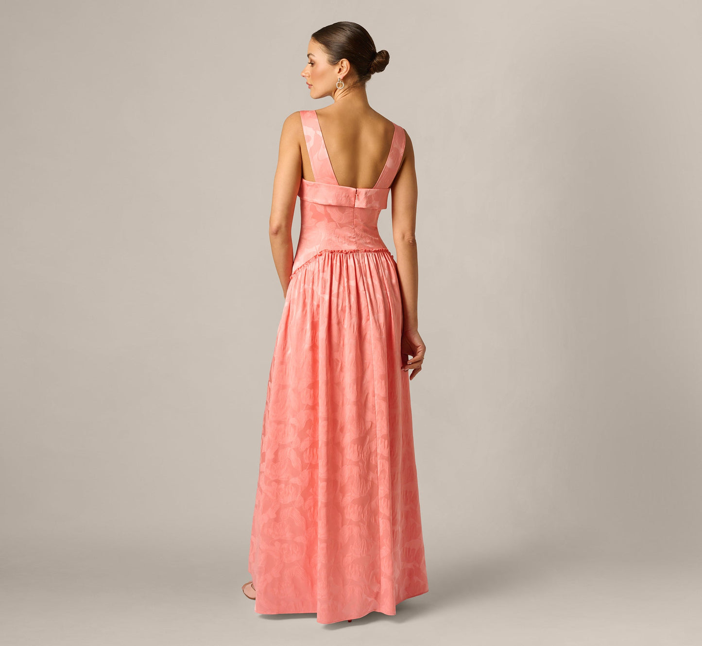 Square Neck Jacquard Gown Adrianna Papell ADAE213091