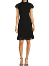 High Neck Mini Chiffon Cocktail A-Line Dress with Ruffle Hem and Flutter Sleeves Adrianna Papell AP1D102566