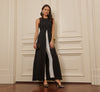 Black / White High Neck Floor-Length Crepe Formal Jumpsuit Wide-Leg Pants and Contrast Adrianna Papell AP1D102896