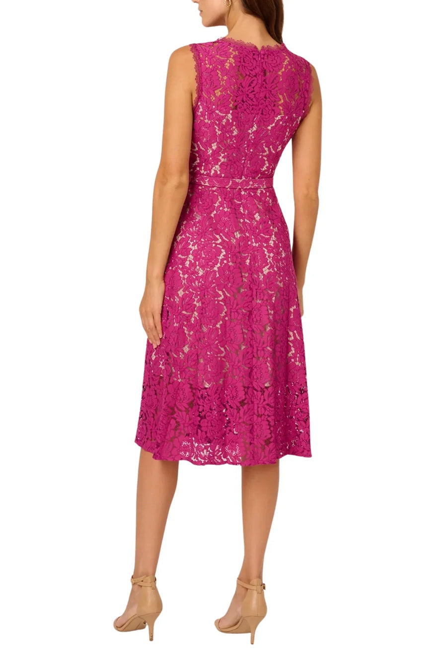 Adrianna Papell AP1D105247 A Line Lace Midi Cocktail Dress