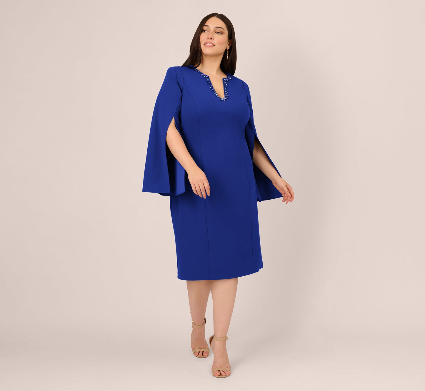 V-Neck Knee-Length Scuba Occasion Sheath/Column Adrianna Papell AP1D105577W