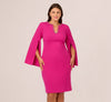 Plus Size Split Cape-Sleeve Beaded Crepe Cocktail Dress Adrianna Papell AP1D105577