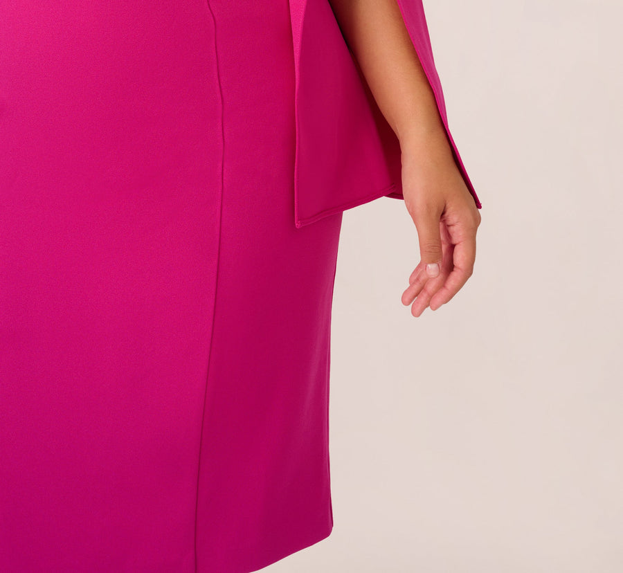 Plus Size Split Cape-Sleeve Beaded Crepe Cocktail Dress Adrianna Papell AP1D105577