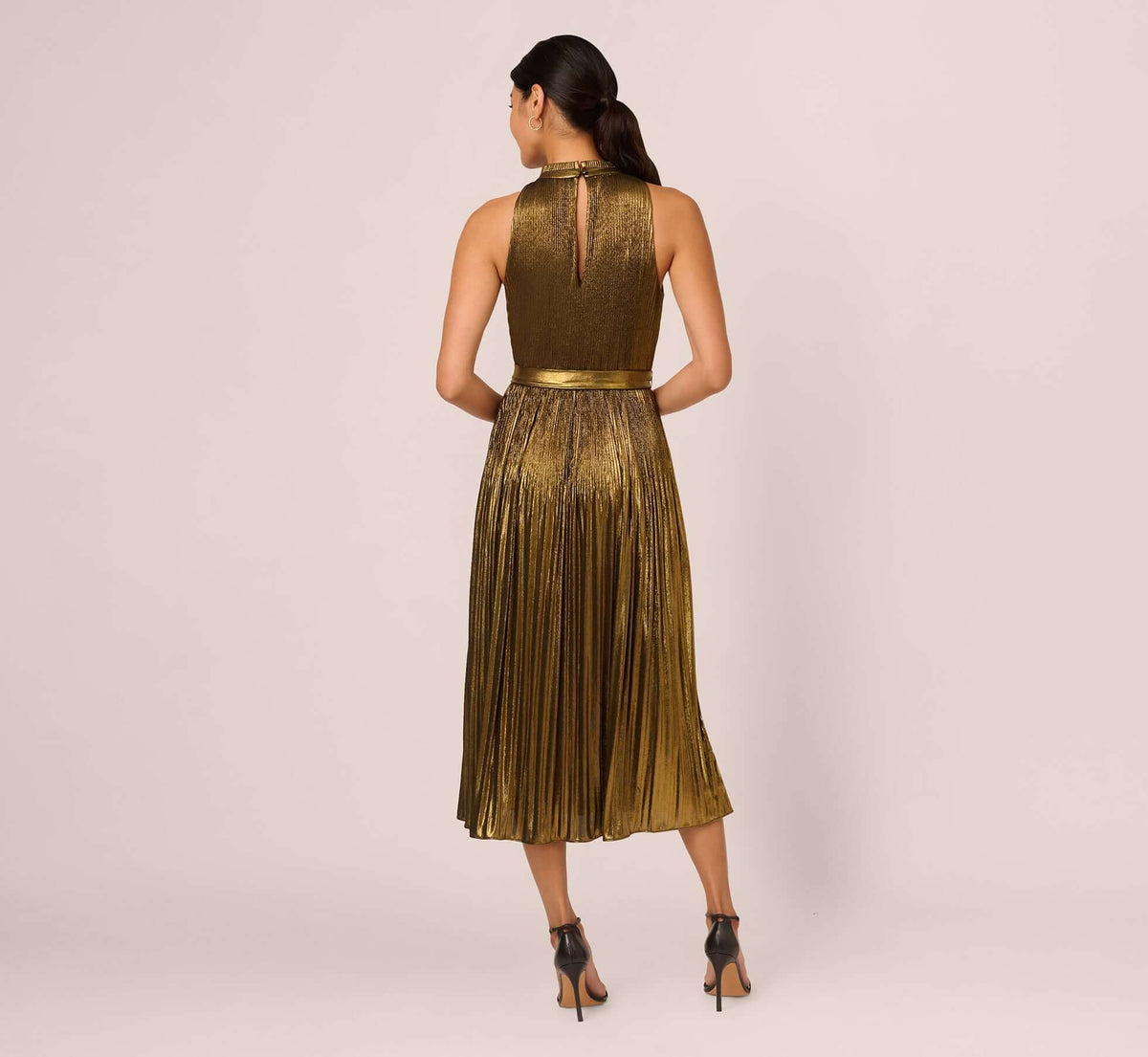 Halter Midi Satin Cocktail A-Line Adrianna Papell AP1D105585