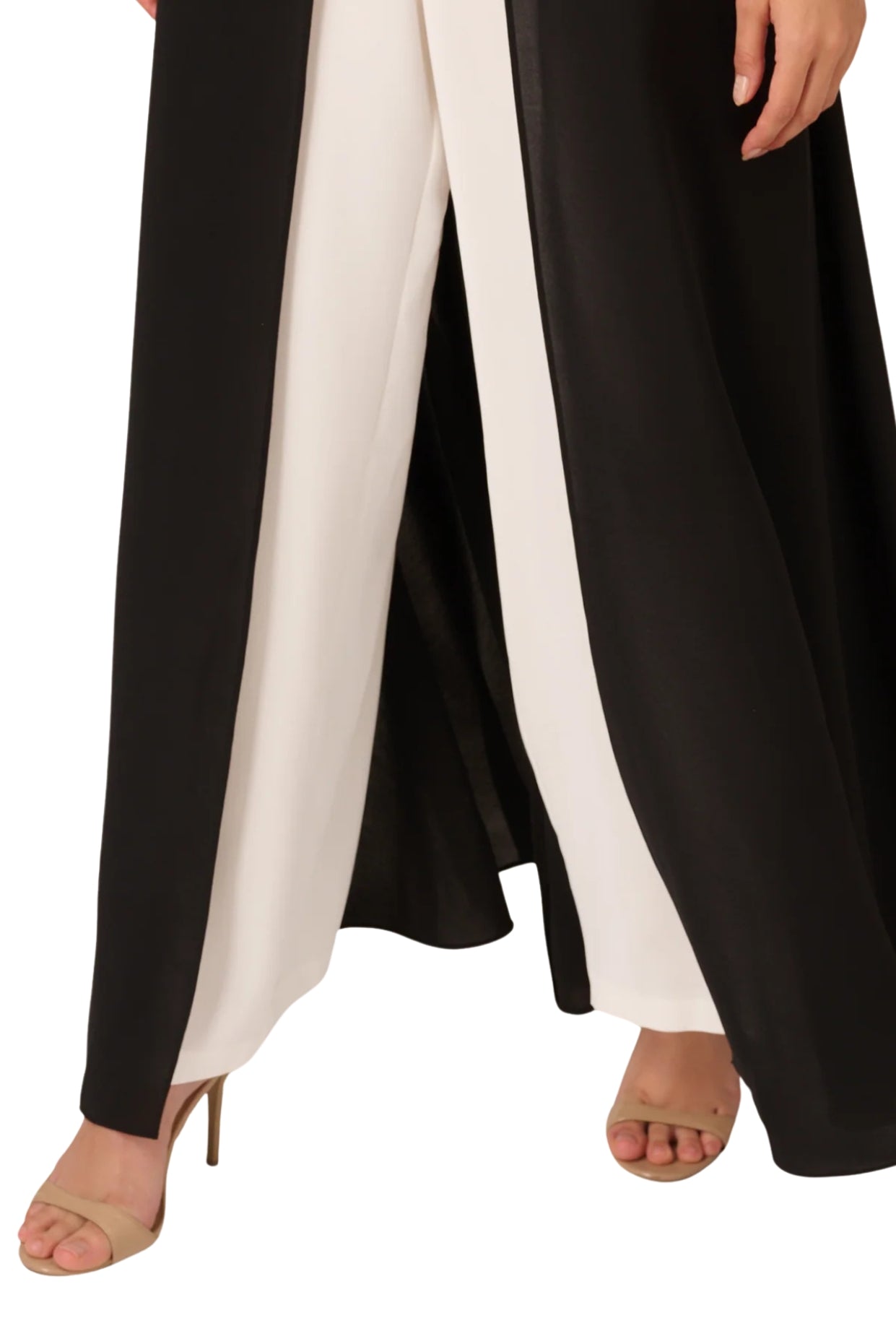 Adrianna Papell Halter Crepe Overlay Wide Leg Jumpsuit