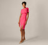 Short Sleeve Bow Shoulder Sheath Dress Adrianna Papell AP1D105709