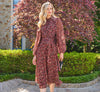 Long Sleeve Ditsy Floral Chiffon Midi Dress