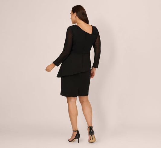 Black Adrianna Papell AP1D106060 asymmetrical crepe dress
