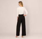 Three Quarter Sleeve Draped Combo Jumpsuit Adrianna Papell AP1D106067