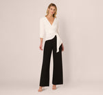 Three Quarter Sleeve Draped Combo Jumpsuit Adrianna Papell AP1D106067