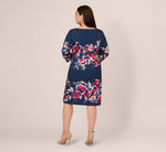 Plus Size Three Quarter Sleeve Floral Sheath Dress Adrianna Papell AP1D106145
