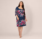 Plus Size Three Quarter Sleeve Floral Sheath Dress Adrianna Papell AP1D106145