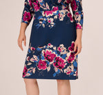 Plus Size Three Quarter Sleeve Floral Sheath Dress Adrianna Papell AP1D106145
