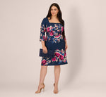 Plus Size Three Quarter Sleeve Floral Sheath Dress Adrianna Papell AP1D106145