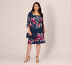 Plus Size Three Quarter Sleeve Floral Sheath Dress Adrianna Papell AP1D106145