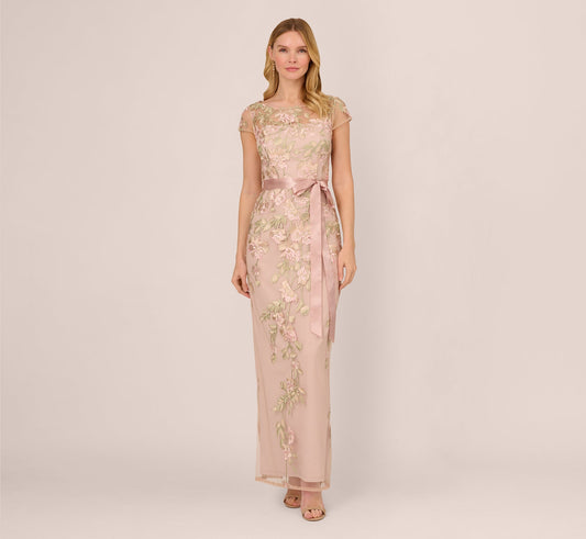 Illusion Floor-Length Chiffon Occasion Sheath/Column Adrianna Papell AP1E201621