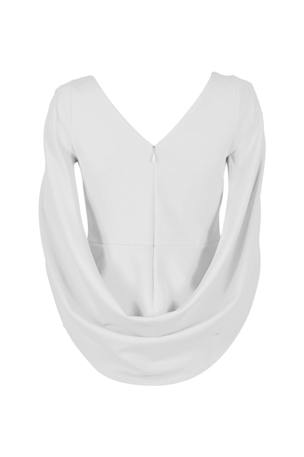 Adrianna Papell Boat Neck 3/4 Sleeve Cape Draped Back Solid Stretch Crepe Top - IVORY - Back 